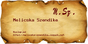 Melicska Szendike névjegykártya